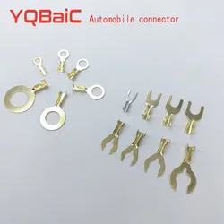 Piezas de horquilla de latón tipo U, conector de cable no aislado, engarce eléctrico, terminador de tierra, 50 M5, M3, M4, M6, 0,5-2,5mm