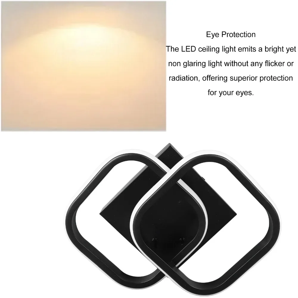 85-265V LED Ceiling Light Square 18W Flush Mount Light Fixture Black Finish Iron Ceiling Lighting Fixture Kitchen