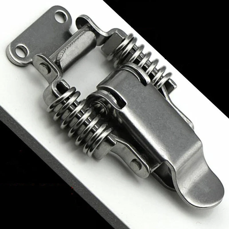 مشبك زنبركي مزدوج من الفولاذ المقاوم للصدأ S/L، صندوق أدوات خشبي، قفل عالي التحمل، مع فتحة قفل، ملحقات الصندوق الكهروميكانيكي