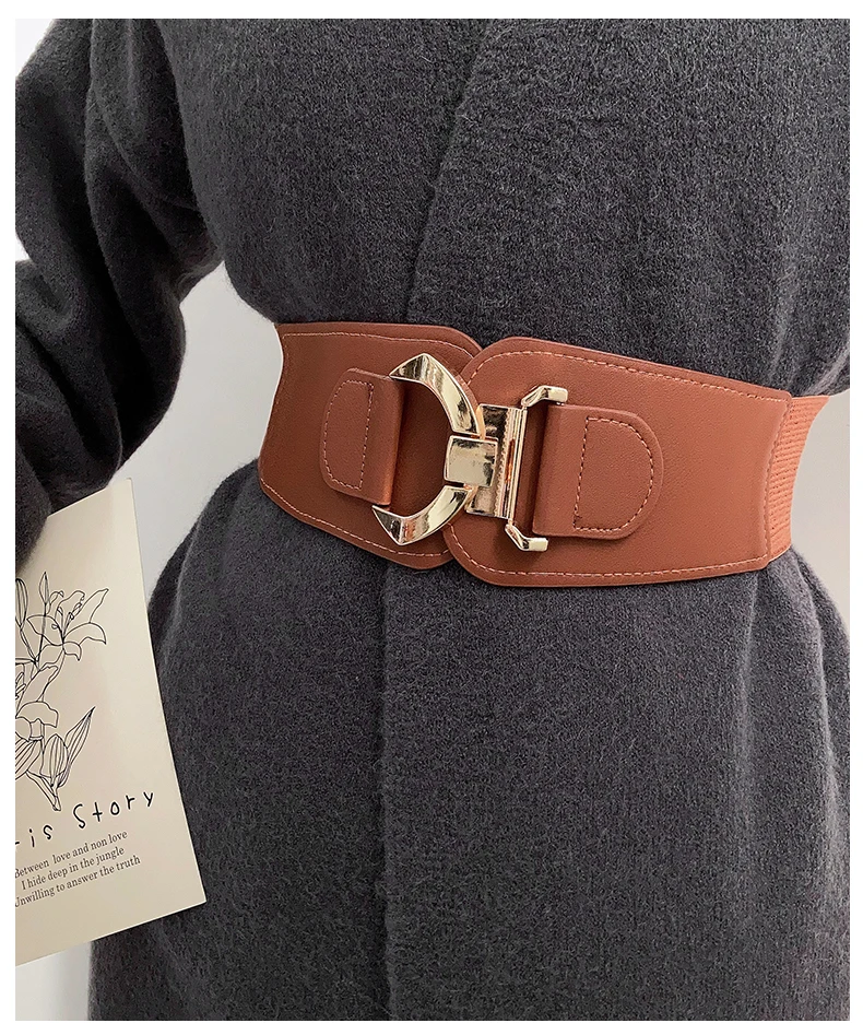 Women's Korean Retro Elastic Adjustable Decorative Waist Cincher, Versatile High-Quality Uncommon Wide Belt