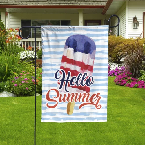 Hello Summer Flag, Summer Popsicle Flag, Ice Cream Summer Swimming Pool Flag VVL YYX EEZ