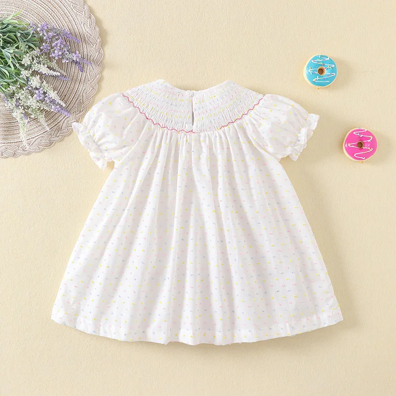 2024 Clibeso Summer Kids Baby Girls Short Sleeve Sets Smocked Dress Cake Made Hand Smocking Children Clothes Shirt Top And Pants