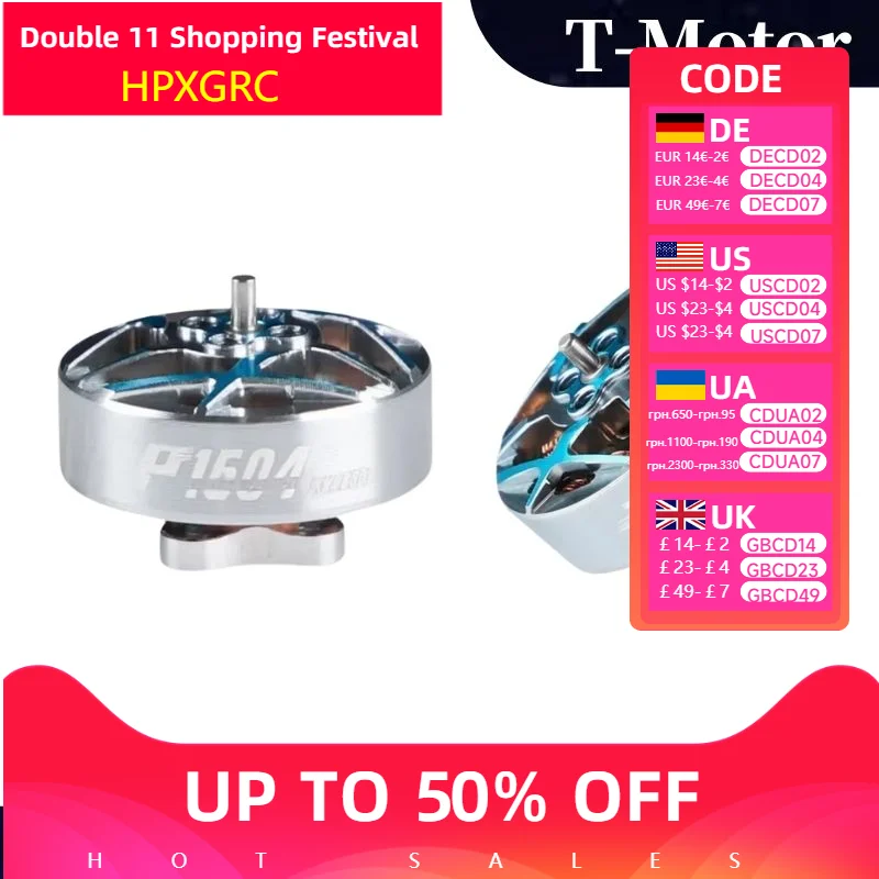 

T-MOTOR P1604 KV2850 6S / KV3800 4S Бесщеточный двигатель FPV с валом 2 мм для 3,5-дюймового гоночного дрона Freestyle Sub 250 г FPV