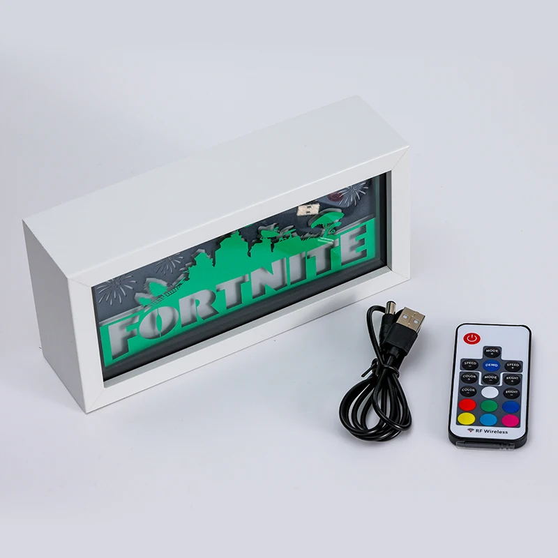 

Game Anime Peripheral Fortnite Paper Carving Lamp Anime Figure Paper Cuttings Frame Night Light Bedroom Decoration Toy