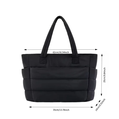 Imagen 2 del producto Bolso acolchado ligero para mujer, bolso de playa para pantalones con múltiples bolsillos, bolso de fitness, bolso de cosméticos de gran capacidad con compartimento para computadora portátil, bolso de viaje de moda, bolso para computadora