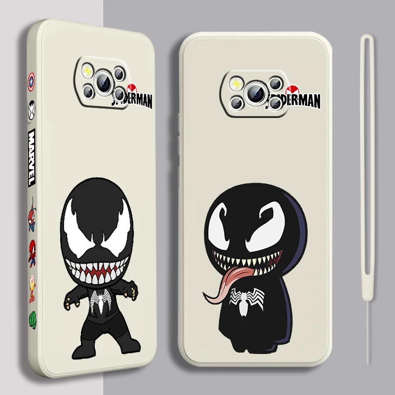 

Marvel Venom Cartoon Liquid Left Rope For Xiaomi Mi Poco X6 X5 X4 X3 M6 M5 M5S M4 M3 F5 F4 F3 C65 C55 C40 Pro 5G 4G TPU