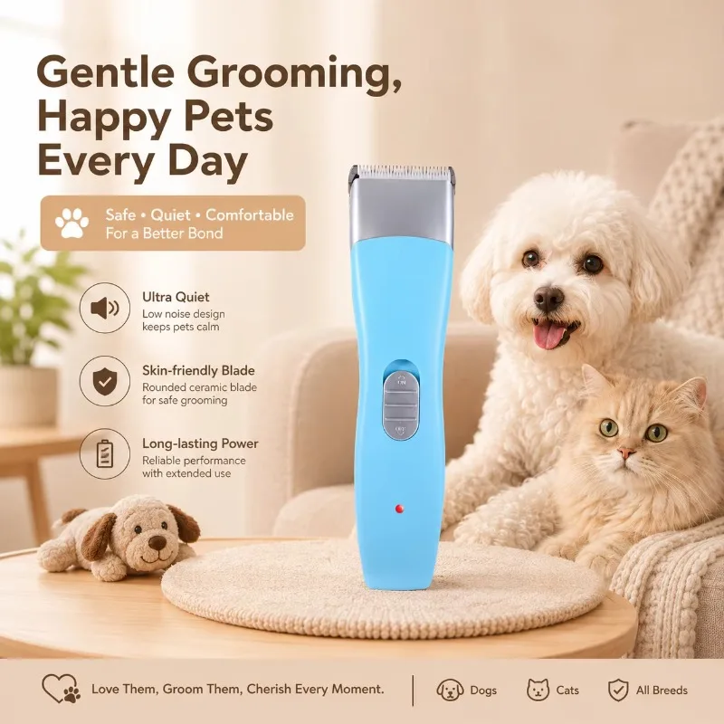 mini dog clipper Ultra-quiet Pet Grooming Clipper with Thin Blade - Precision Electric Dog Trimmer for Sanitary Areas Rechargeab