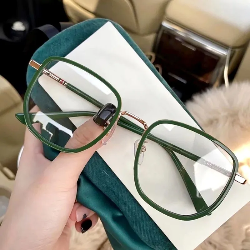 Fashion Ultralight Anti-Blue Light Glasses Retro Green Frame Plain Glasses Transparent Eyewear Optical Glasses Unisex New 2023