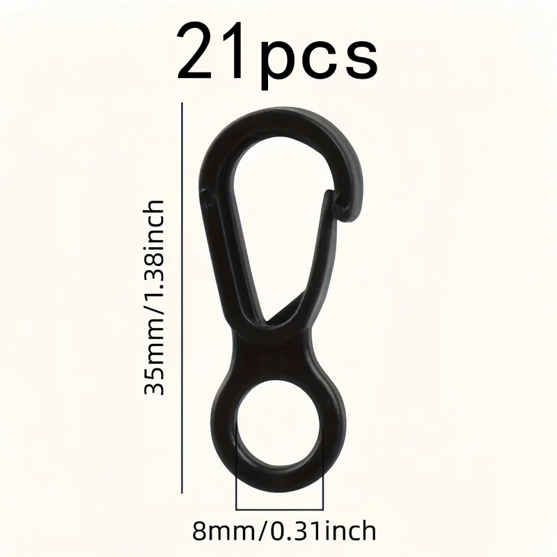 Quick Release Snap Hooks 21 pcs, Easy to Use, for Camping Canopy Lights, Keychains and Home Organization