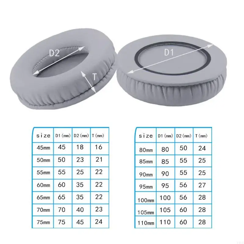 Y4UE 휴대용 오디오 귀 패드 60mm 70mm 45mm-1110mm 헤드폰 이어 패드 쿠션 패드 이어폰 예비 부품 설치하기 쉬운 부품