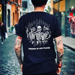 Funn Skull Drinking Beer Graphic Tshirt Men Dark Punk Skull Top Street Rock Hip-Hop Shirt Unisex XS-4XL Tee Roupas Masculinas