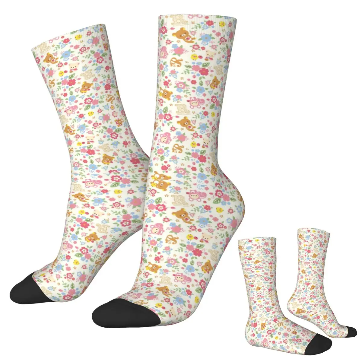 جوارب لطيفة على شكل زهرة Rilakkuma جوارب Harajuku عالية الجودة جوارب طويلة إكسسوارات هدية عيد ميلاد للجنسين