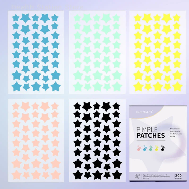 200 PCS สีสันน่ารักรูปดาวสิวสติกเกอร์ที่มองไม่เห็นสิวกําจัดสิว Patch Skin Care