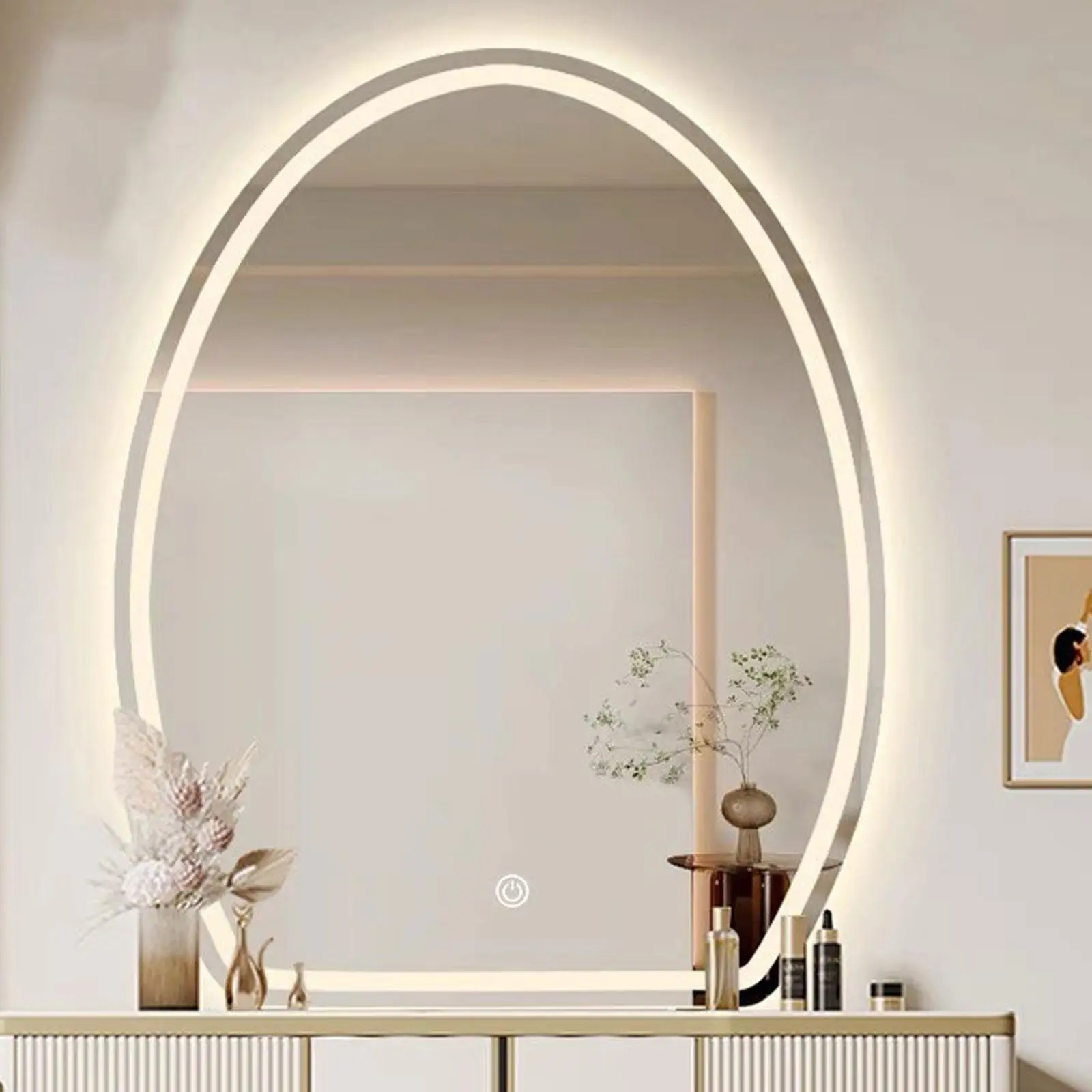 

LED Bathroom Mirror Large Wall Mirror Anti Fog Touch Screen Adjustable
