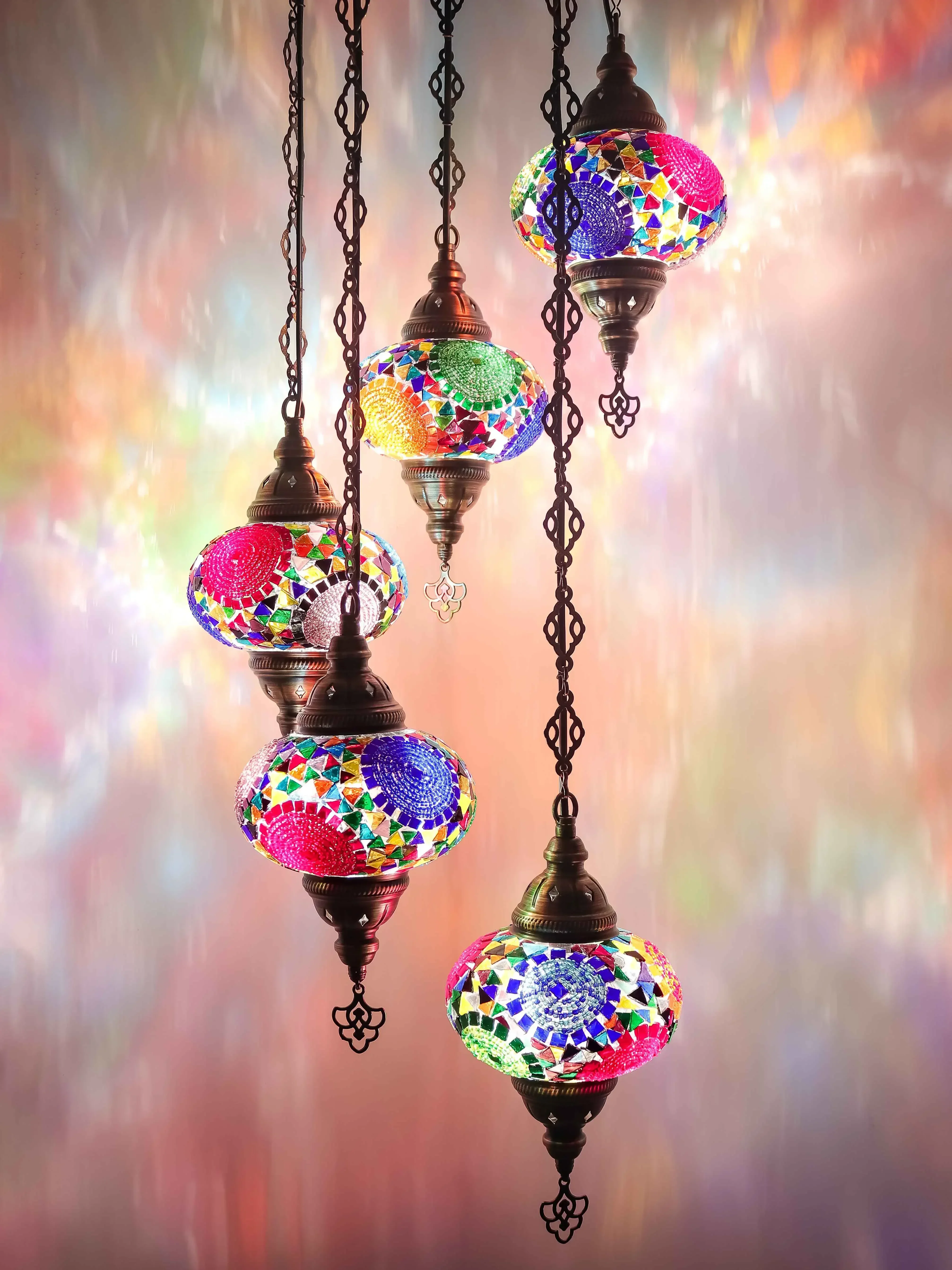 Amazing 5 Big Glob  Turkish mosaic chandelier ceiling  Moroccan