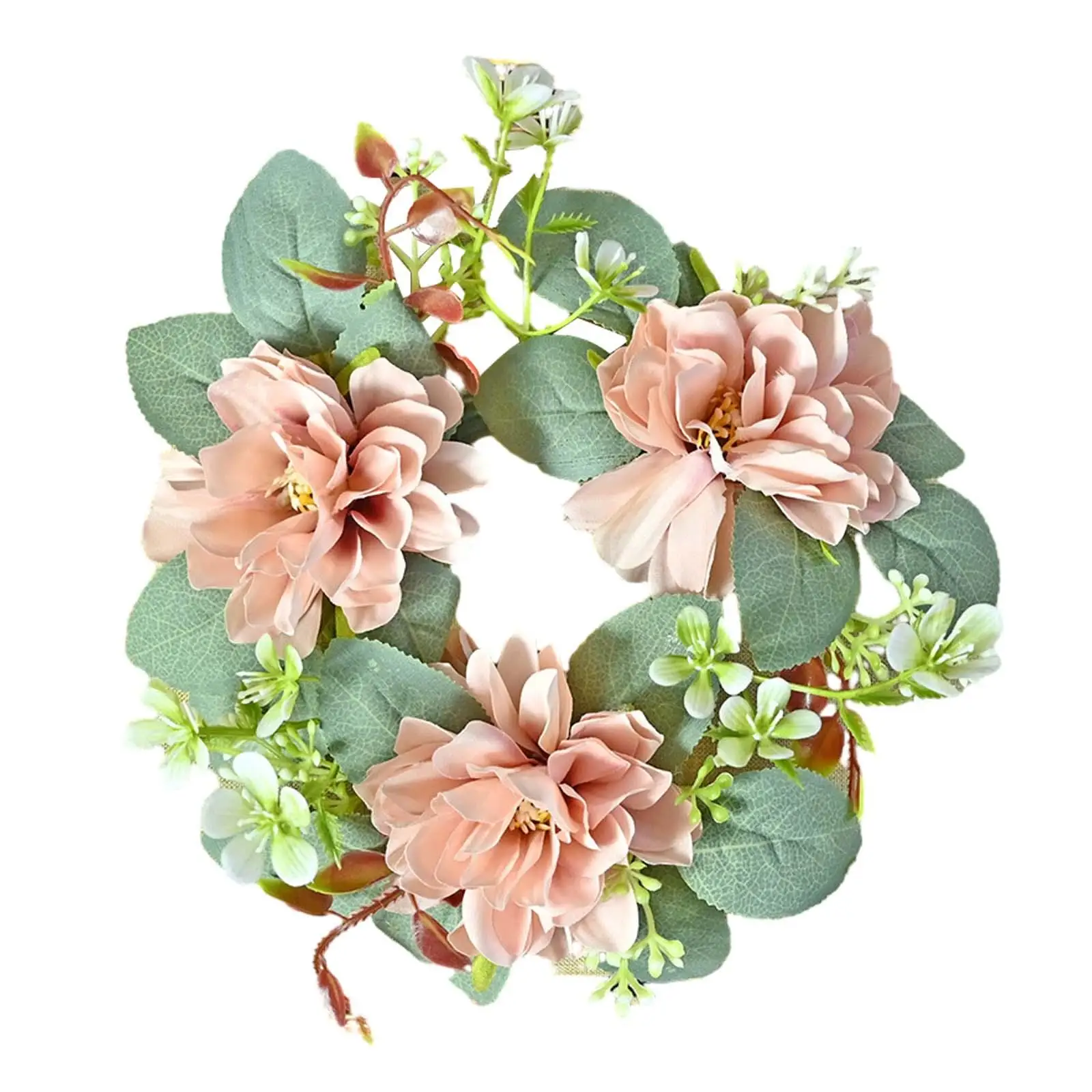 Christmas candle ring wreaths for stick candles, artificial leaves, candle