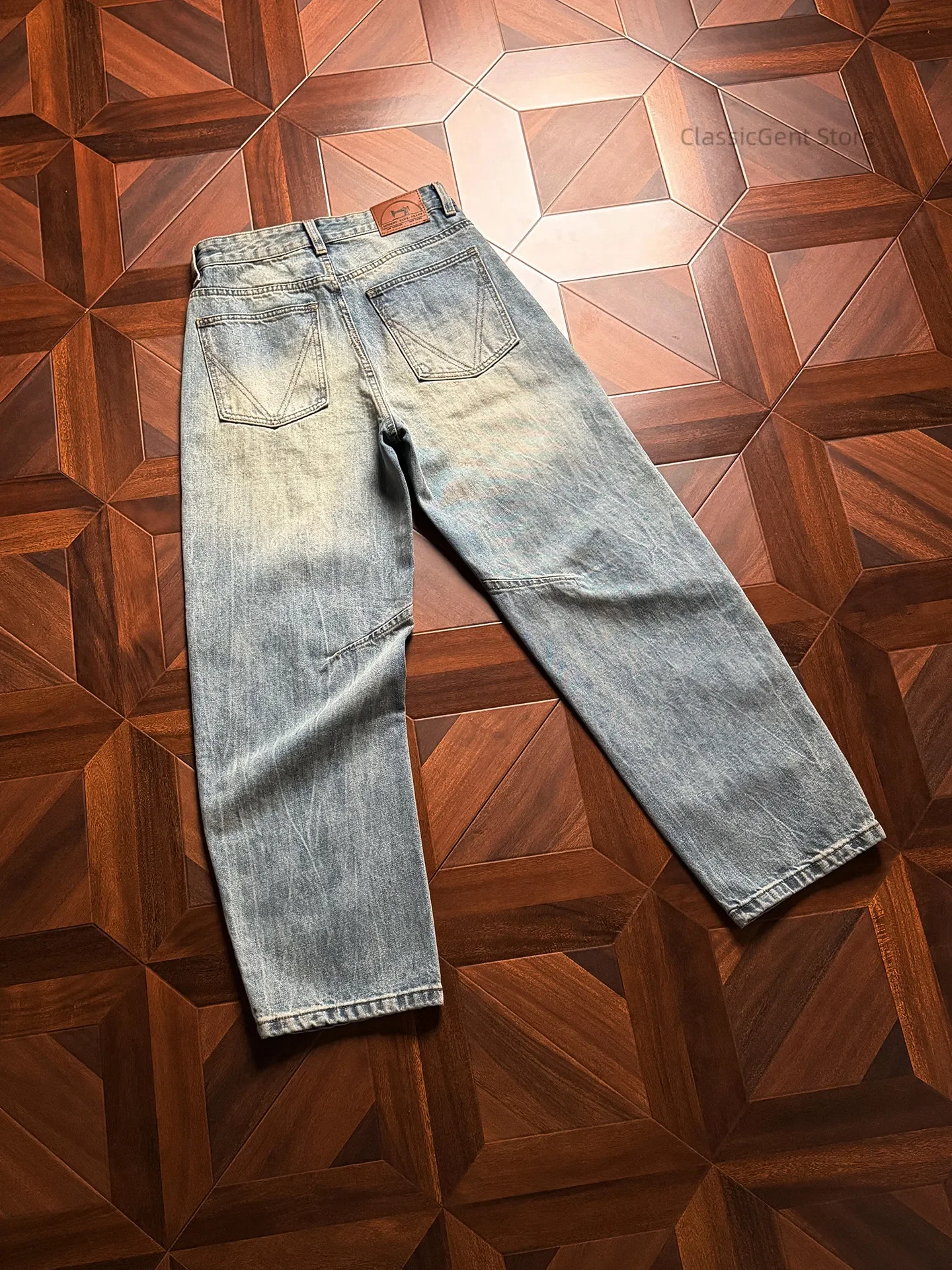 New classic element reconstruction diagonal split line 10.5 ounces loose scimitar jeans