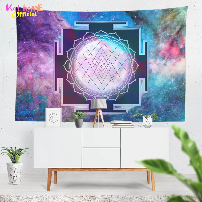 Sacred Geometry Sri Yantra Tapestry Mandala Wall Hanging Spiritual Altar Cloth Reiki Yoga Meditation Healing Wall Decor Cloth