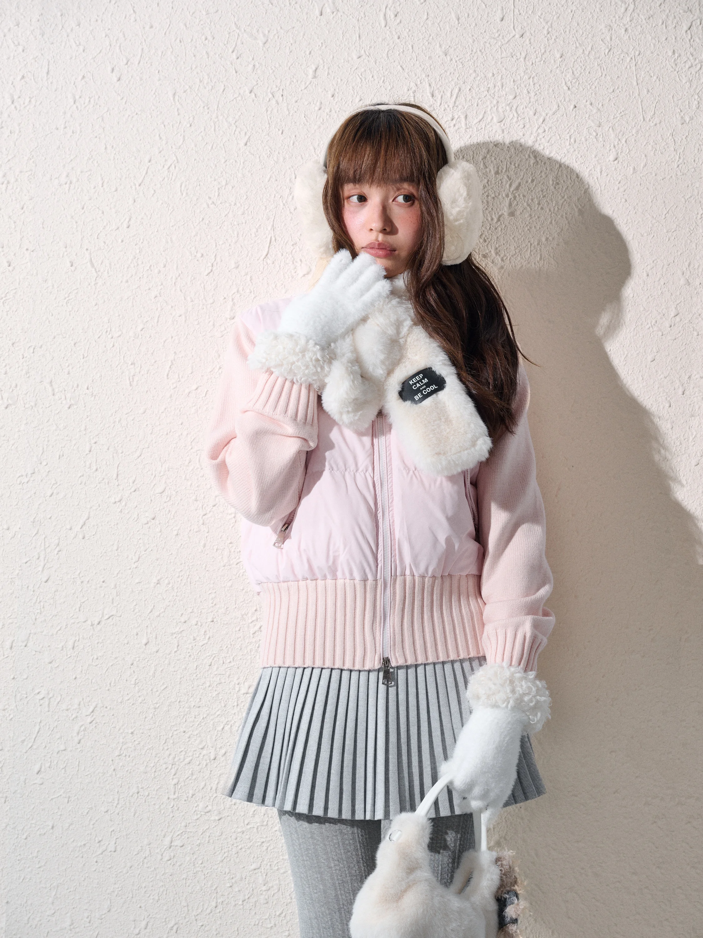 

Neotcg Winter ort Knitted Splicing Cotton Jaet Women's Sweet Sle Warmth Outerwear Polyester Filling Stand Collar Zipper...