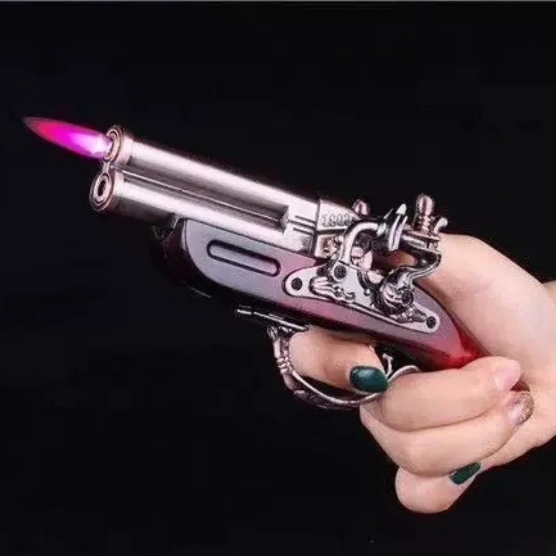 جديد بندقية نموذج أخف يندبروف لهب مفتوح المعادن السيجار الشاعل زخرفة باردة الأحمر النار ولاعات السجائر وملحقات التدخين