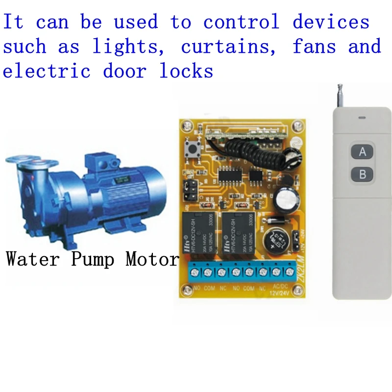 

DC 12V/24V 2CH Radio Remote Control Switch System With Transmitter And Receiver for Motor Horn Solenoid Valve Power off Control