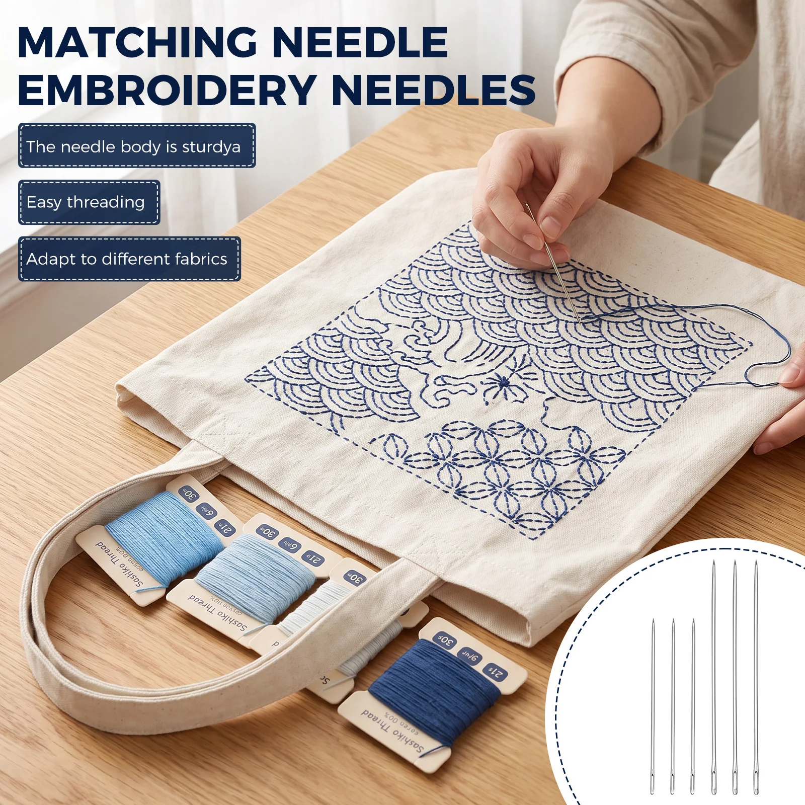 10Pcs Sashiko Thread Cotton Card Type Sewing & Embroidery Value Set Sashiko Needles Pure Cotton Sewing Embroidery Thread Set