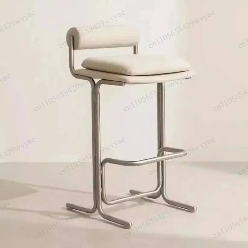 Minimalist Stainless Steel Bar Stool, Bauhaus Style Counter Chair, Industrial Reception Island Seat