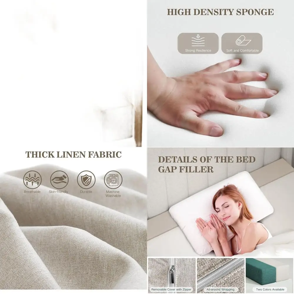 

King Size Bed Gap Filler for Headboard and Mattress, High-Density Foam, Removable Cover, Beige, 78x8x8 inches