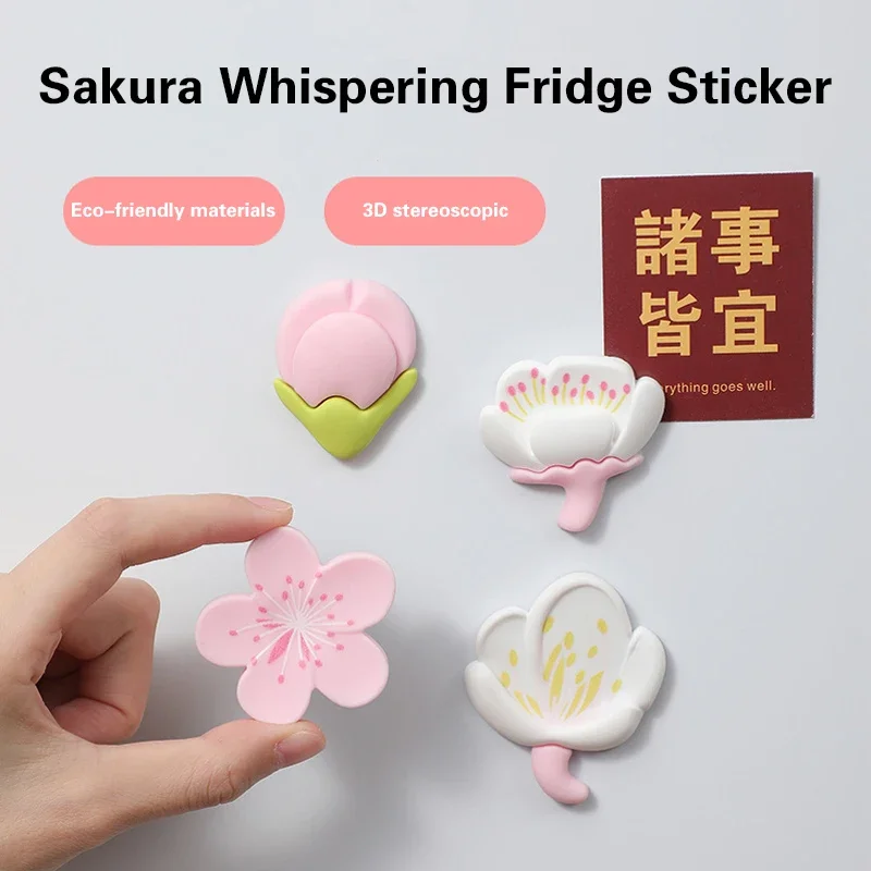 4/5pcs Flower Refrigerator Magnets Pink Refrigerator Magnets Cute Whiteboard Magnets Locker For Whiteboard Kitchen Office