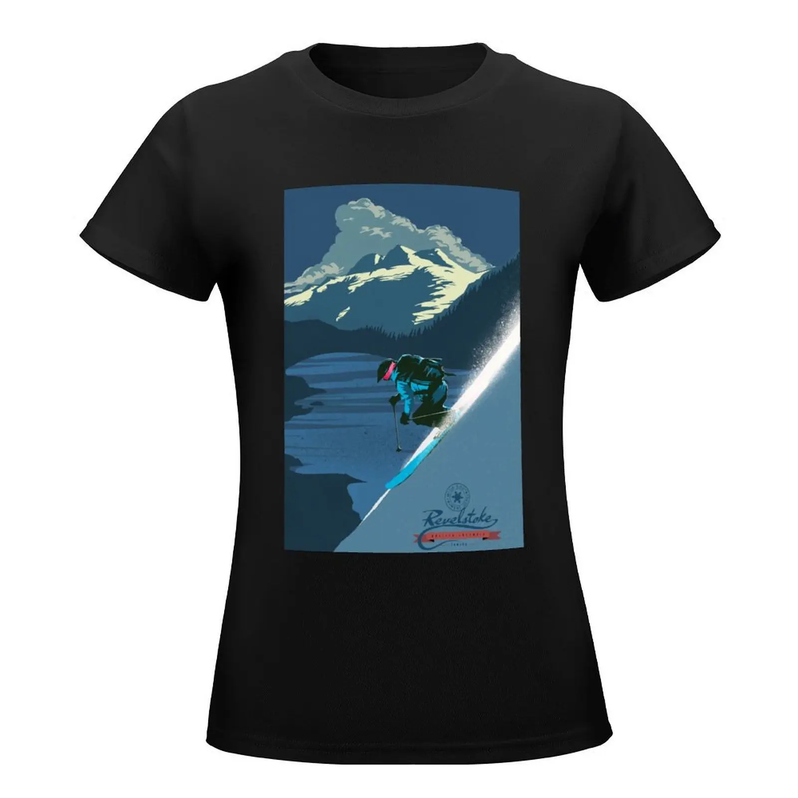 Retro ski print Revelstoke T-Shirt summer top summer tops rock and roll t shirts for Women