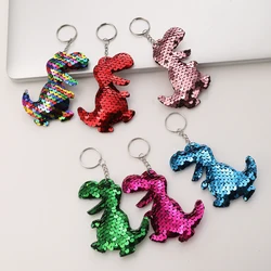 6pcs Cute Mermaid Glitter Sequins Dinosaur Pendant Keychain Key Chain For Women Car Bag Accessories Key Ring Easter Gifts