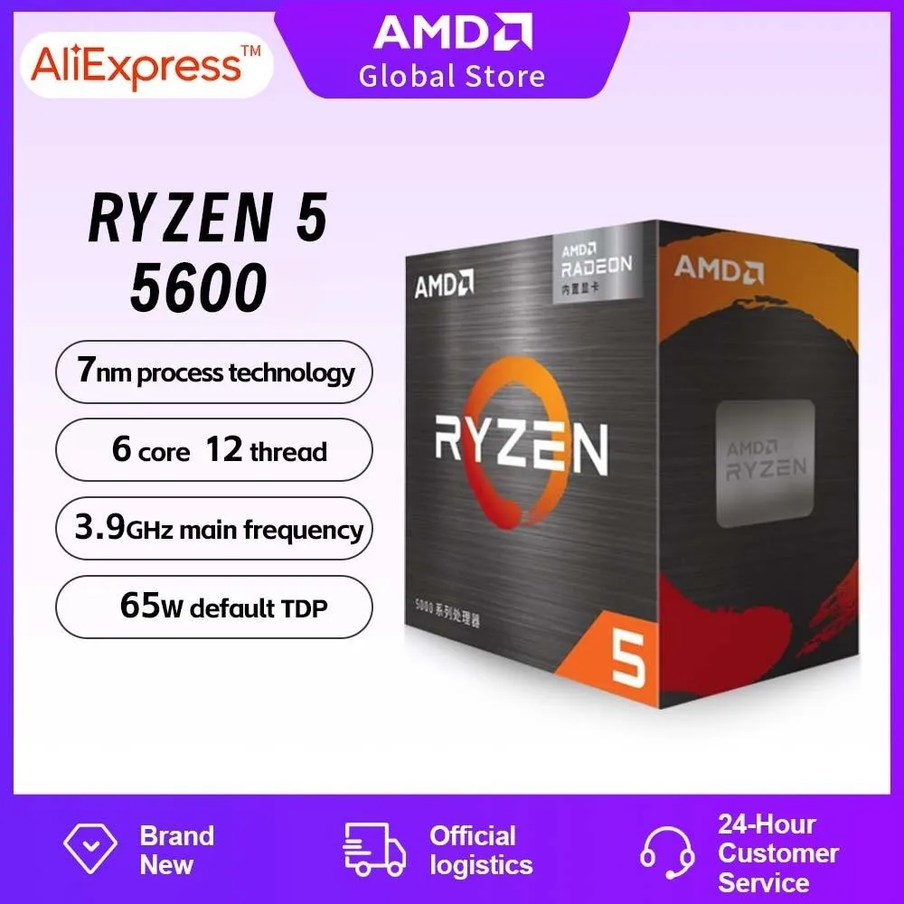 Ship From UAE AMD Ryzen 5 5600 Box Brand New R5 5600 CPU Game Processor Socket AM4 6-Core 12-Thread 65W Desktop CPU With Fan