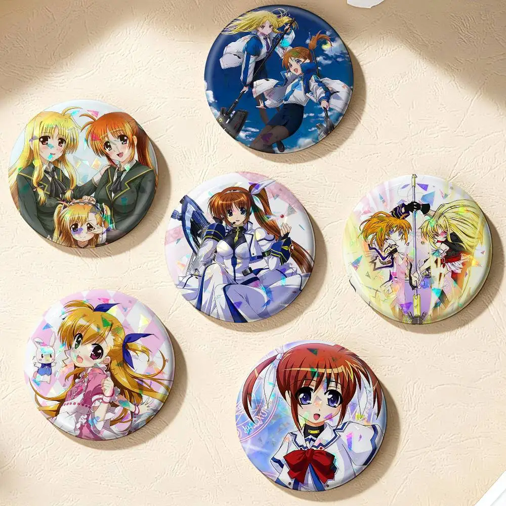 Magical Girl Lyrical Nanoha   75mm 58mm 44mm 25mm Brooch Backpack Hat Pins Accessories Toys Badge