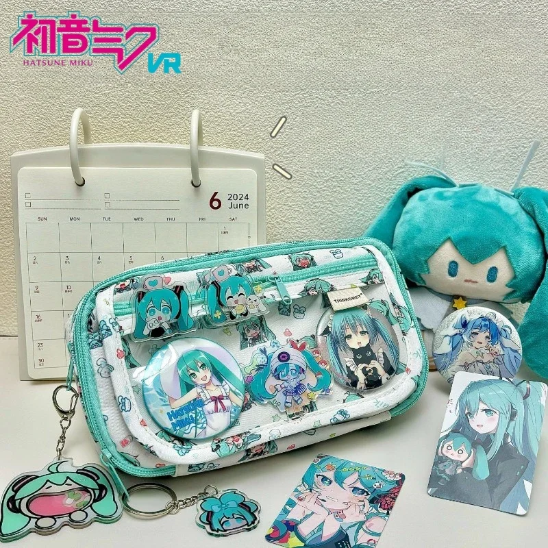 Hatsune Miku Peripheral Stationery Bag Pencil Case Large Capacity Student   Coin Purse Cosmetic Bag Supplies Fans Collect Gifts