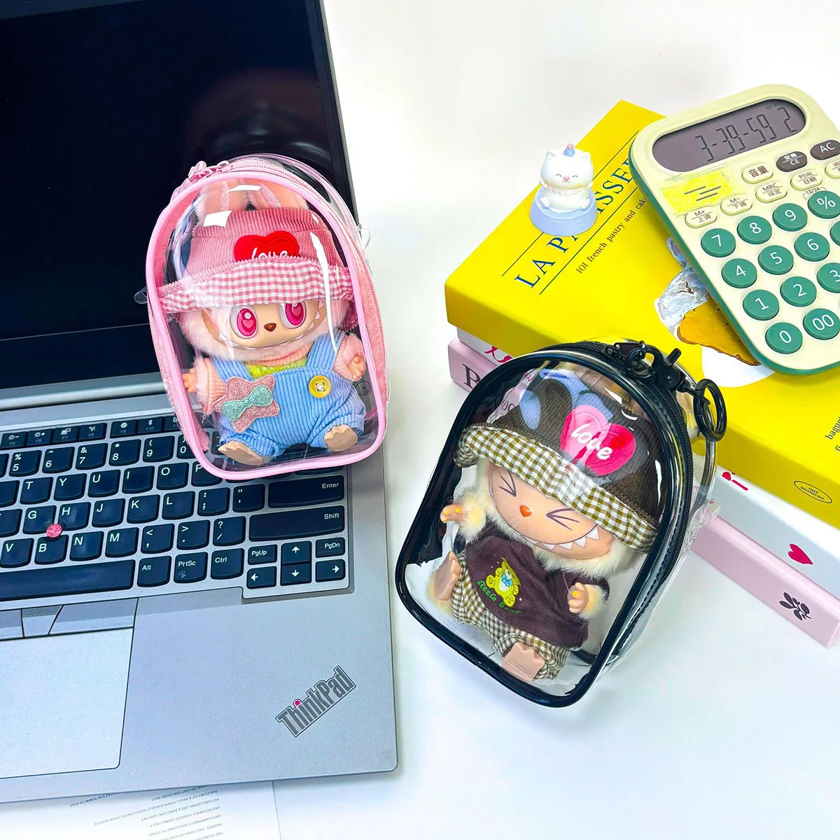 

Keychain Bag Doll Organization Toy Storage Case With Plush Ball Transparent PVC Clear Pouch Mystery Box Organizer Box