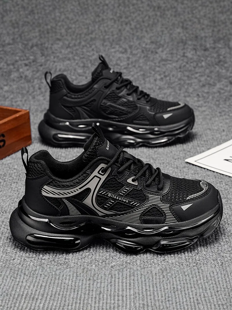 Men's Casual Sport Shoes 2026 New Autumn Air-Cushioned High-Rise Wear-Resistant Mesh Upper Black Dad Style Low-Top Sneakers