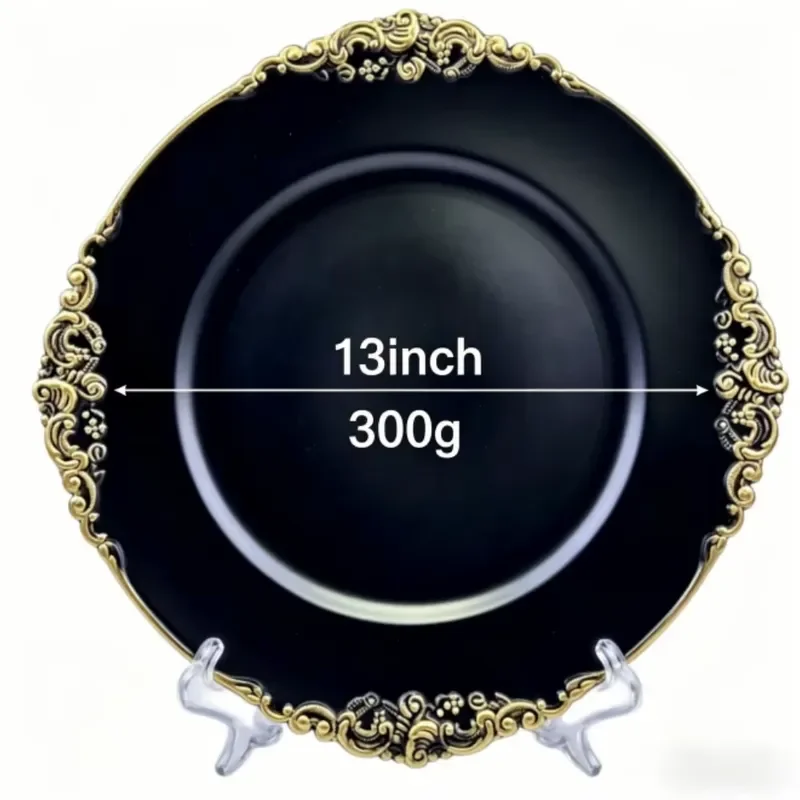 Plastic Christmas Decorative Plates Solid Color Light Luxury Retro Design Dishwasher Safe Food Grade Tableware
