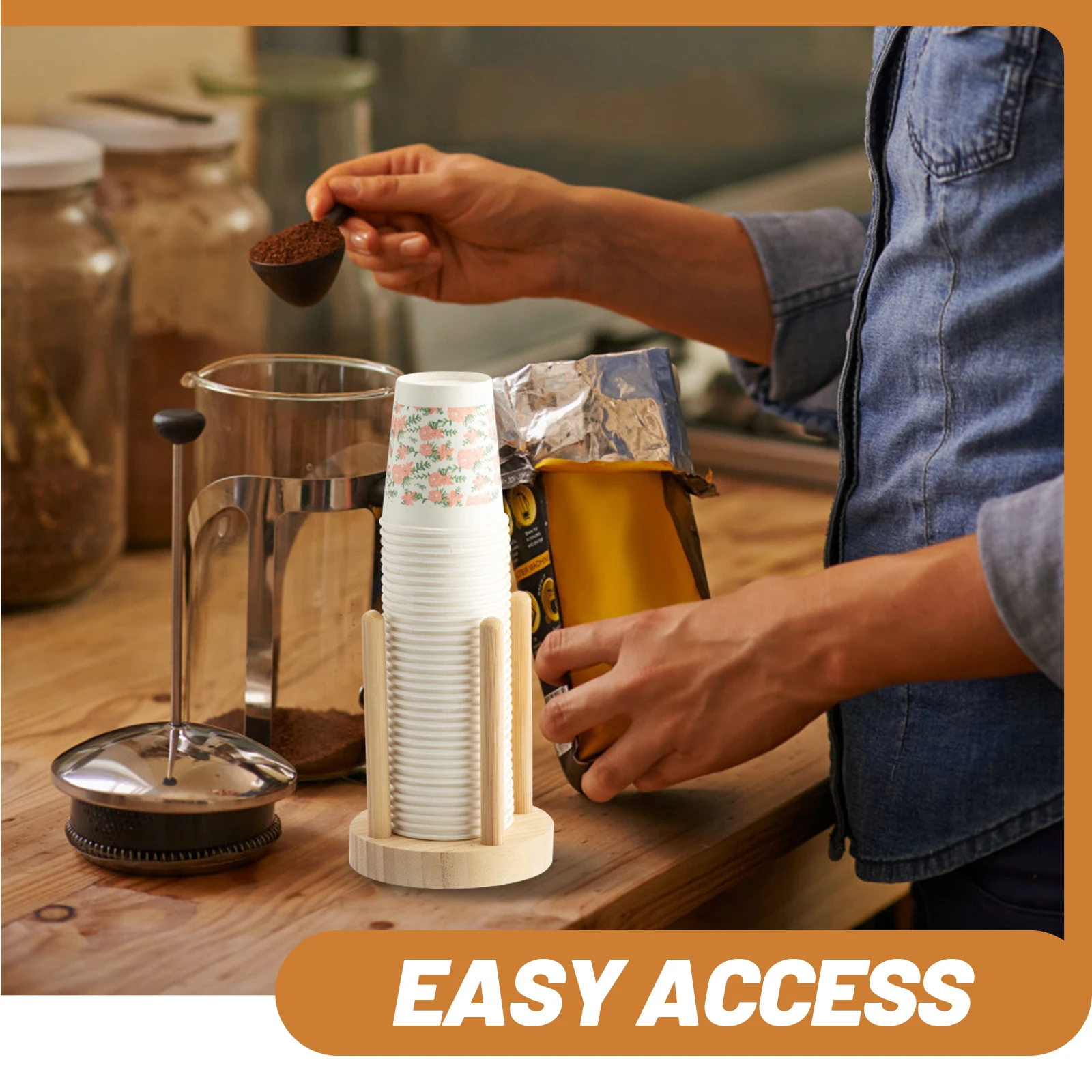 

Bamboo Paper Disposable Coffee Cup Dispenser ganizer Home Bar Cafe Party Supplies Wooden Cup Rack Storage Solution
