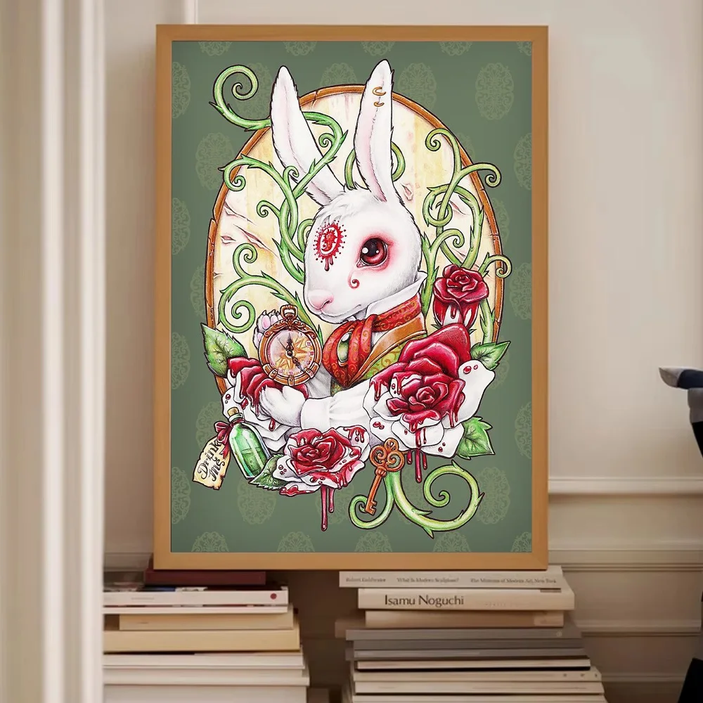 غريب الأطوار أليس في بلاد العجائب قماش الفن السريالي جدار ديكور الخيال صورة هدية فريدة ديكور المنزل فن البوب قماش طباعة