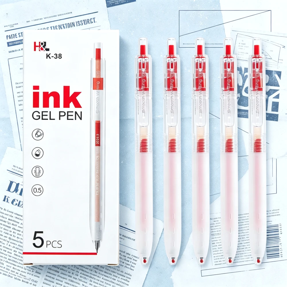 5pcs School Stationery Set with Transparent Blue And Black Ink Writing Brush Ideal for Back-to-School And Festival Gifts