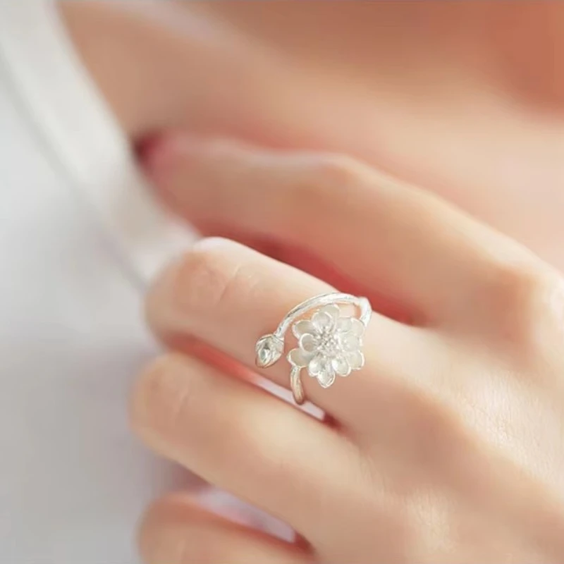 925 Sterling Silver Leaves Open Rings For Women Hypoallergenic Fashion Girl Sterling-silver-jewelry