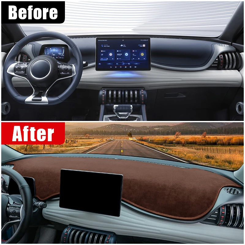 Flannel Car Dashboard Cover Sun Shade Avoid Light Anti-UV Mat Carpet Accessories For BYD Atto 3 Yuan Plus 2021 2022 2023 2024 EV