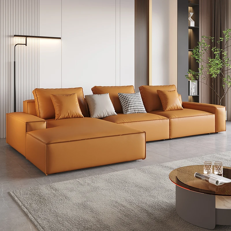 

Leather sofa, modern living room corner Italian, minimalist, three or four people inline Italian