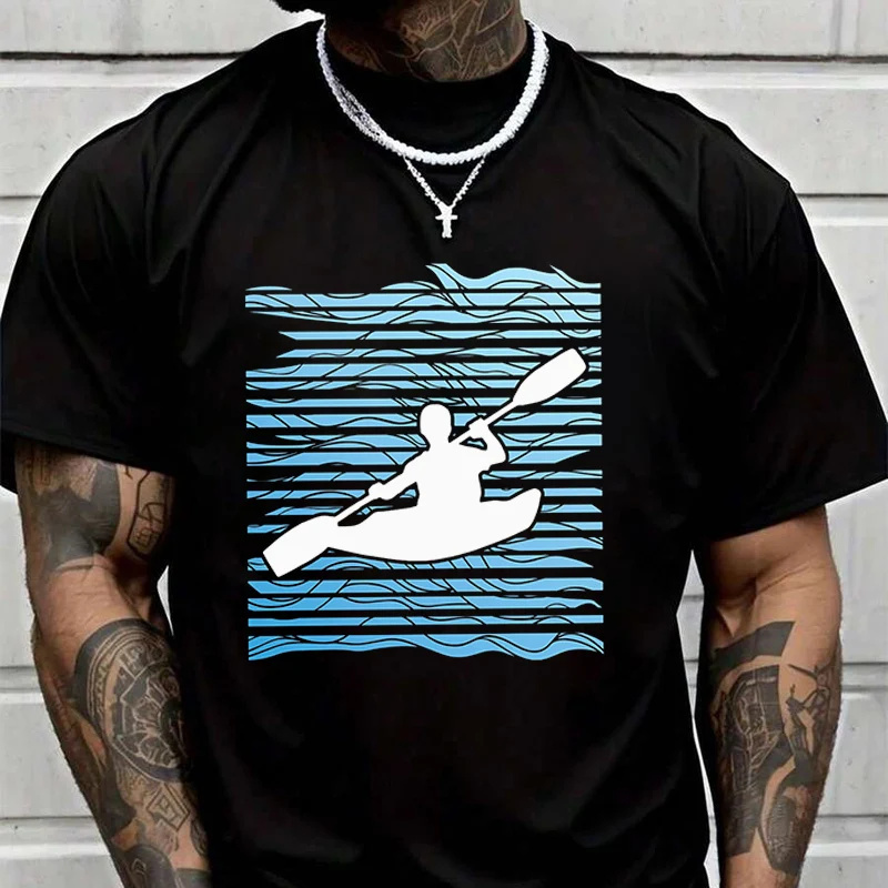 Kayak Driver Sports Creative Print T Shirt Summer Short-sleeved Casual Tee Men Women Streetwear Loose T-shirt