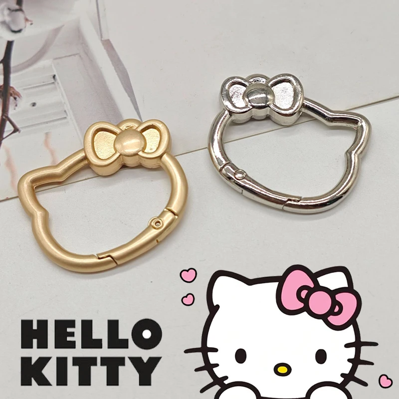 Hello Kitty Anime Metal Key Ring Spring Clasp Openable Cute Carabiner Keychain Clips Hook Pendant Chain DIY Buckle Accessories