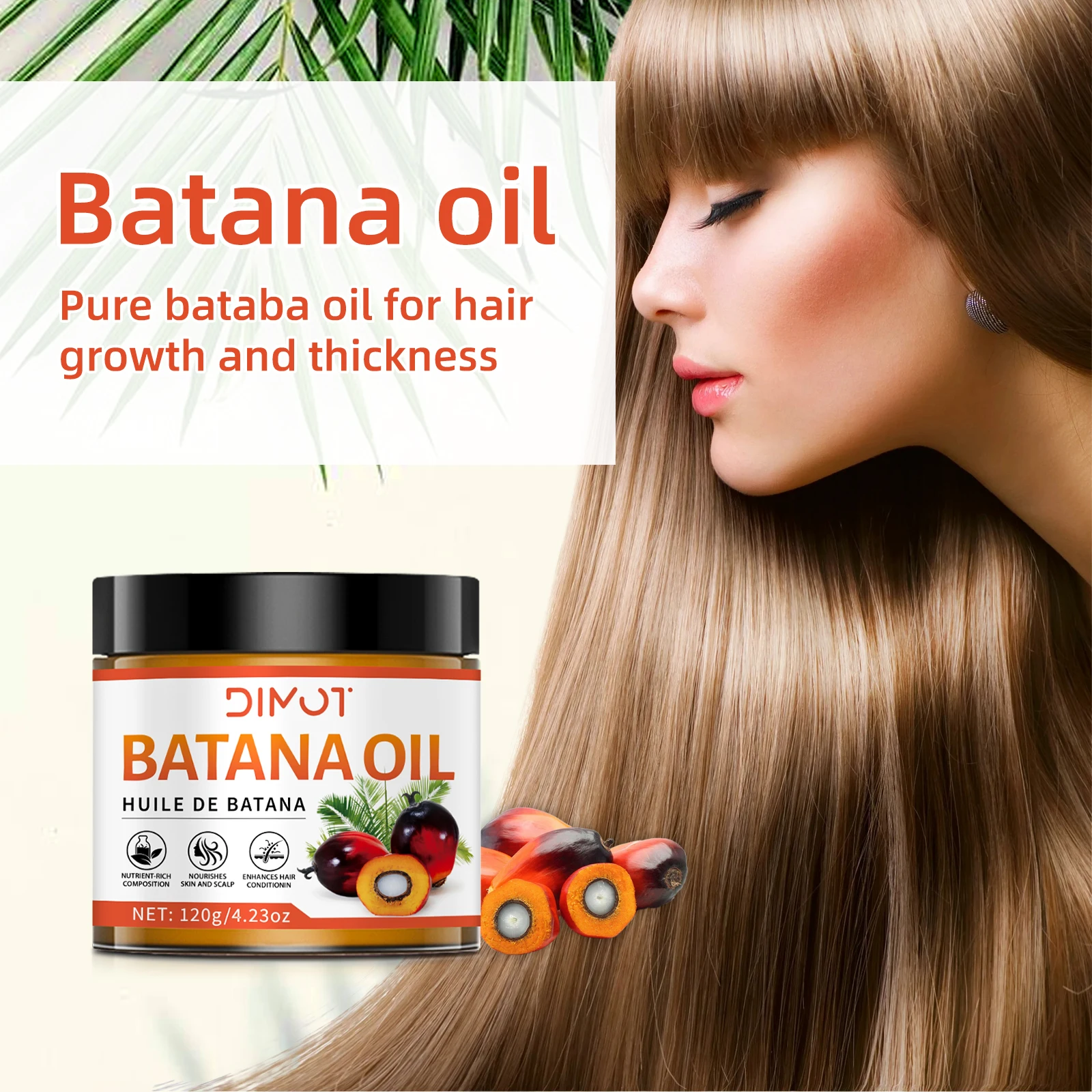 

For DIMOT Natural Batana Oil Hair Mask - Deep Conditioning Treatment for All Hair Types, Repair & Nourish, 120ml