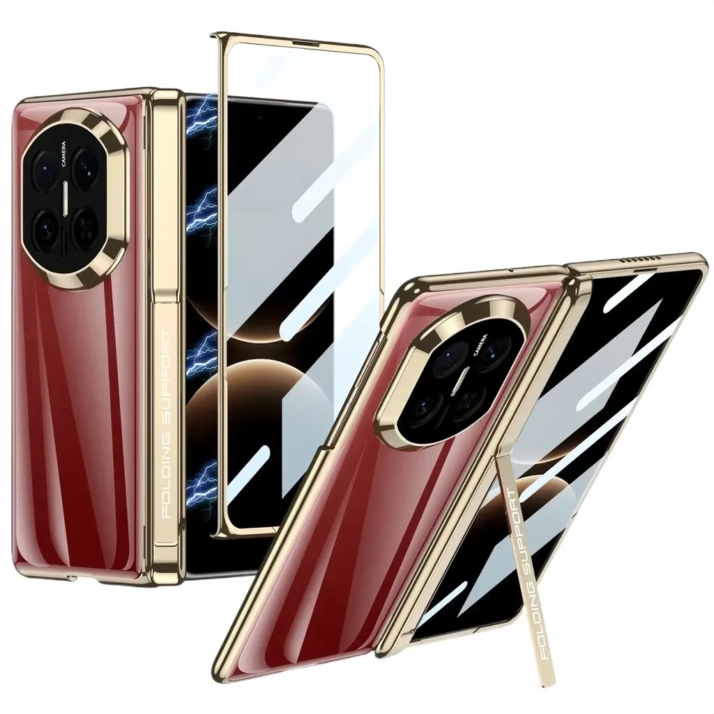 

Designed for Huawei Mate X7 Case with Kickstand Tempered Glass Screen Protector Hinge Cover Protection