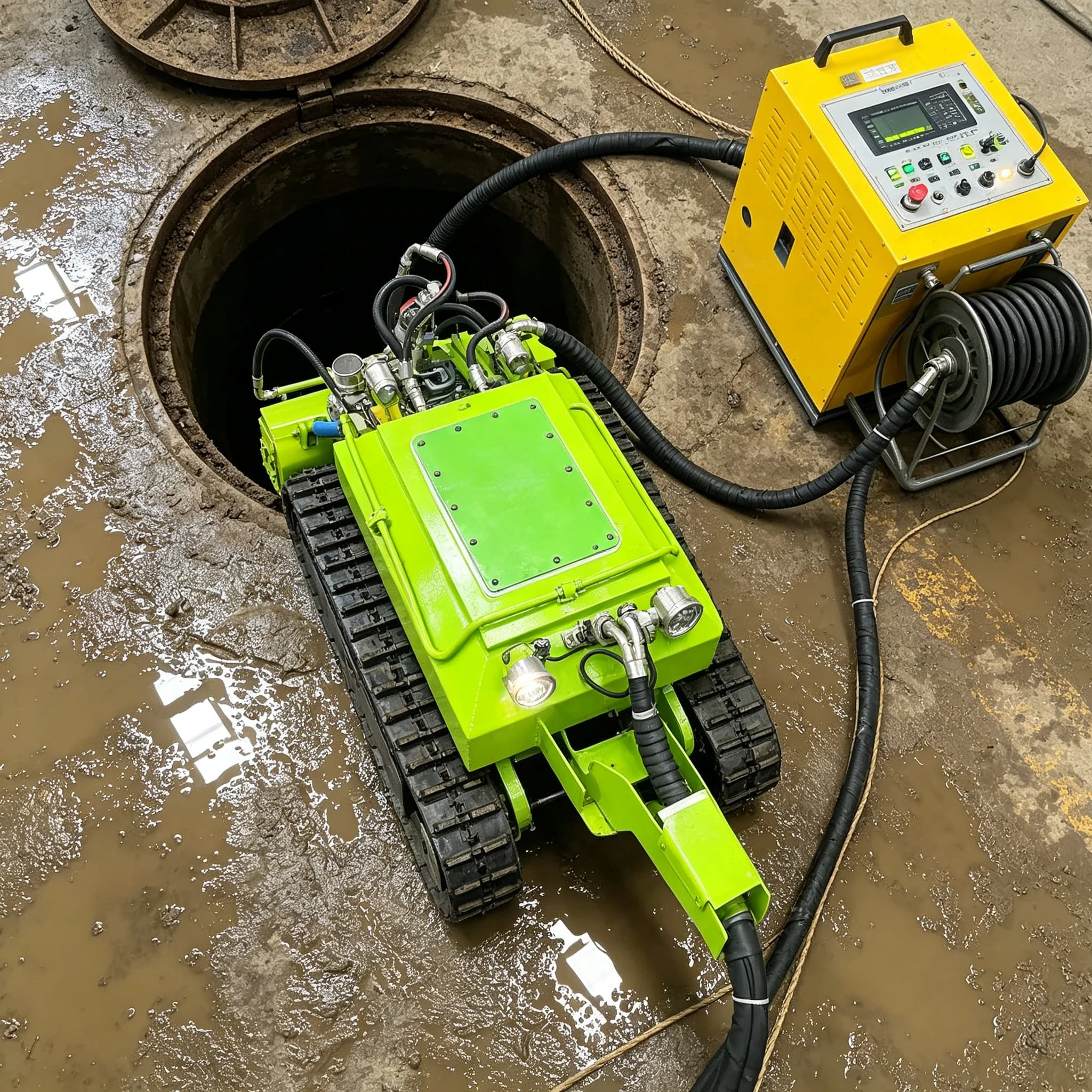 Sediment Desilting Robot Rubber Tracked Submersible Remote Control for River Lake Pond Sewer Dredging Sludge Removal Equipment