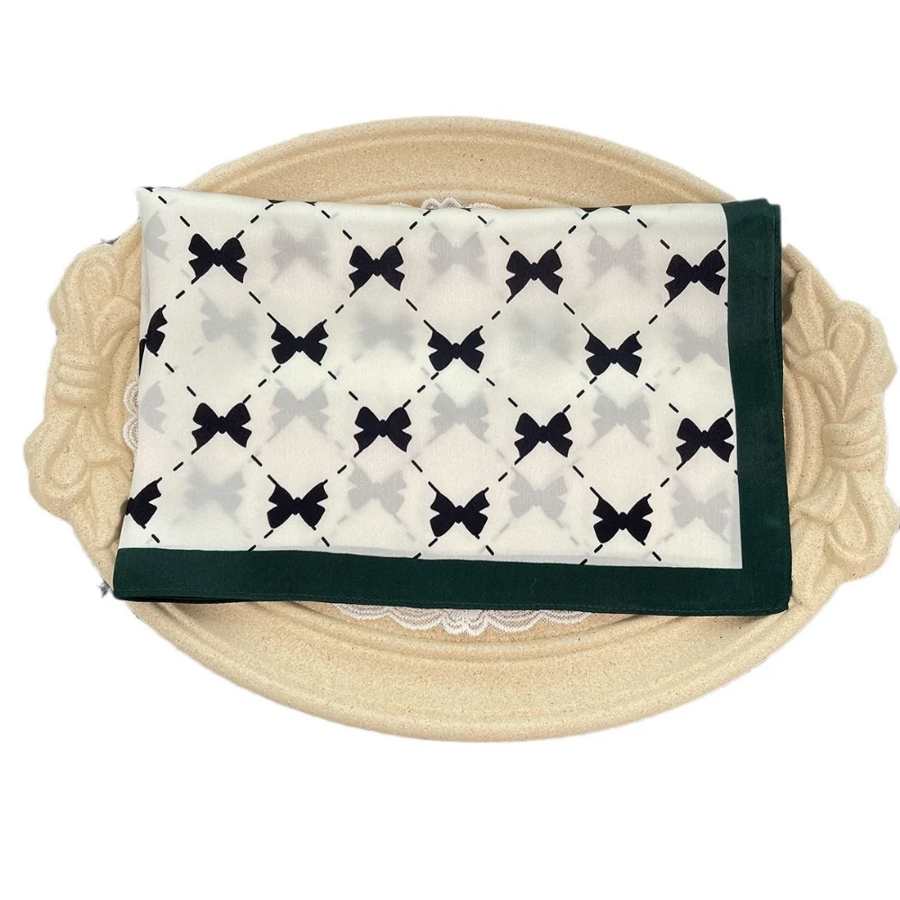 Sciarpa di seta stampata verde per ragazze, sciarpa quadrata da 53 cm, sciarpa decorativa per il collo, piccola sciarpa, accessori per capelli