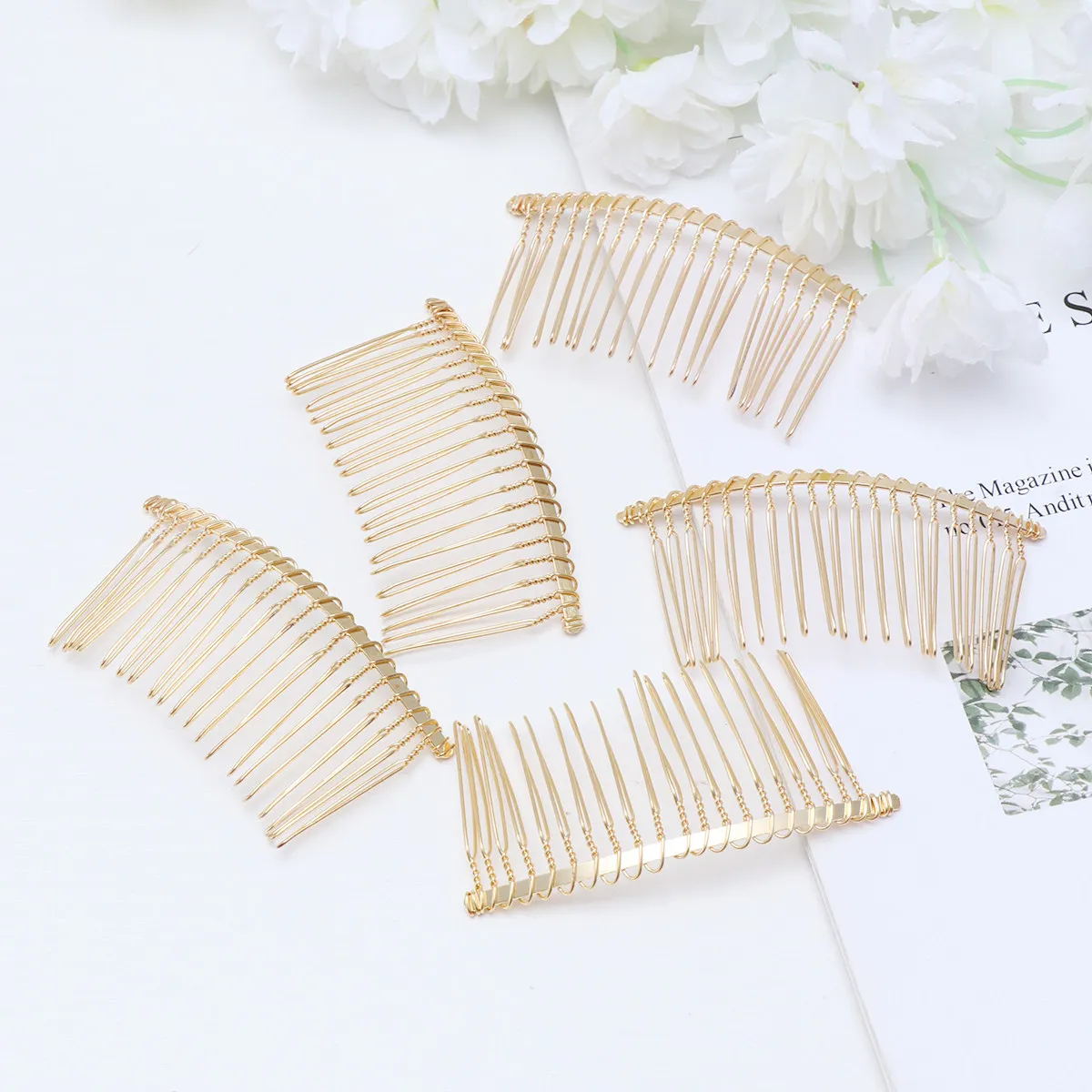 5Pcs Elegant Metal Hair Comb Inserted Comb for Women Girls Prom Wedding Party Church Picnic Dance Daily Use Golden Hair